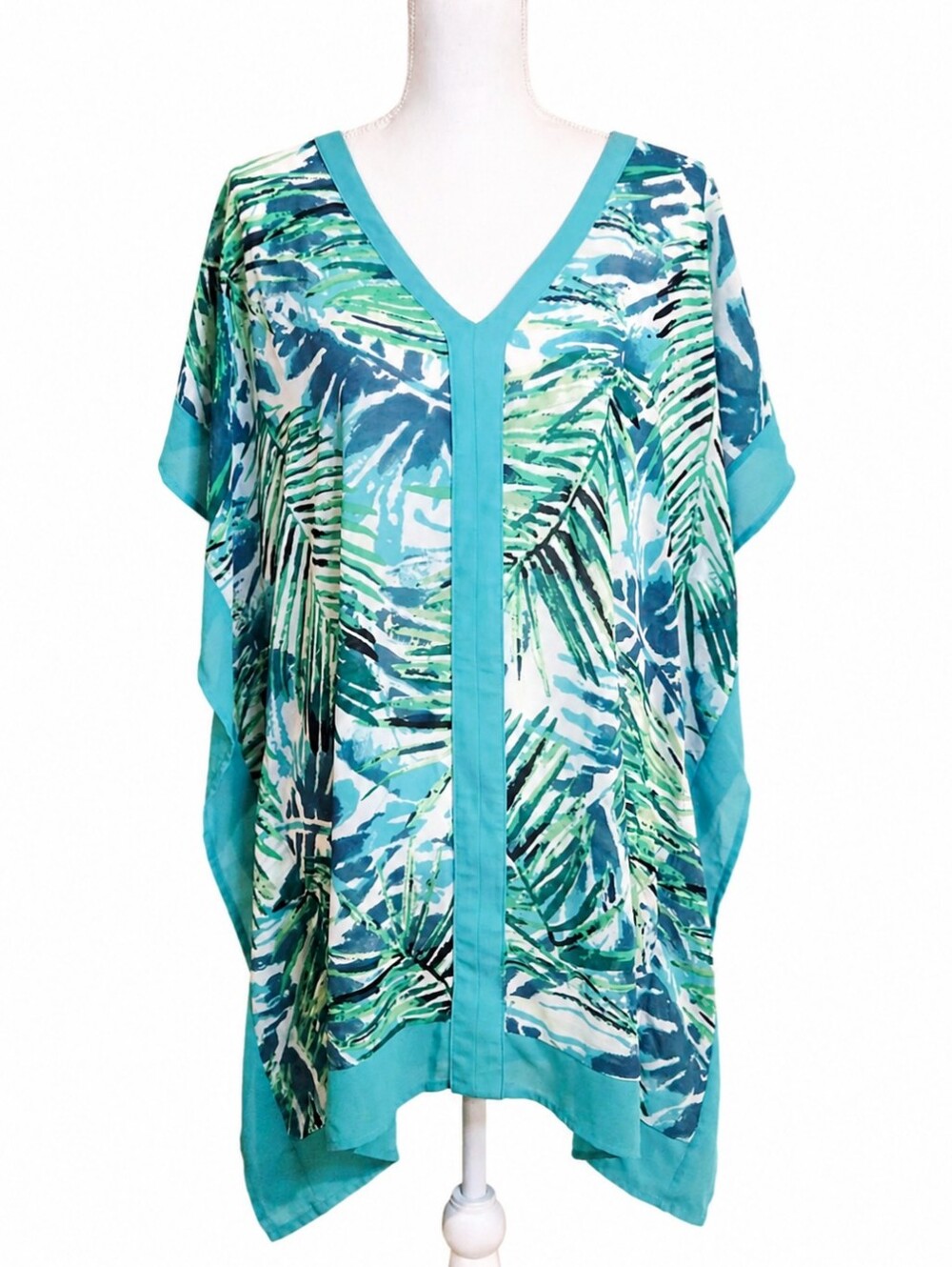 Merona Bathing Suit Cover Up Swim Pool Beach Summer Palm Tree Print Teal Small